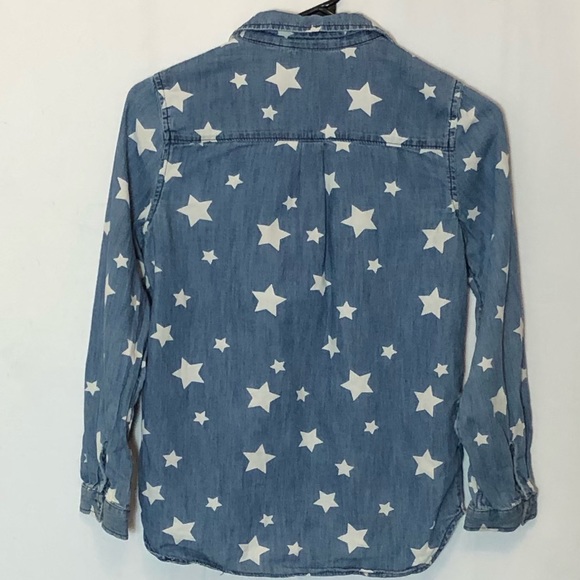Gap kids girls denim button down shirt with stars - Picture 2 of 3